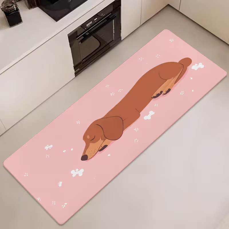 Commercial Printing Machine - Cute Sleeping Dachshund Long Kitchen Rug