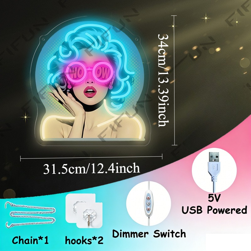 WOW Curl Girl Neon Sign UV Pri - огляд і ціна Commercial Uv Printing